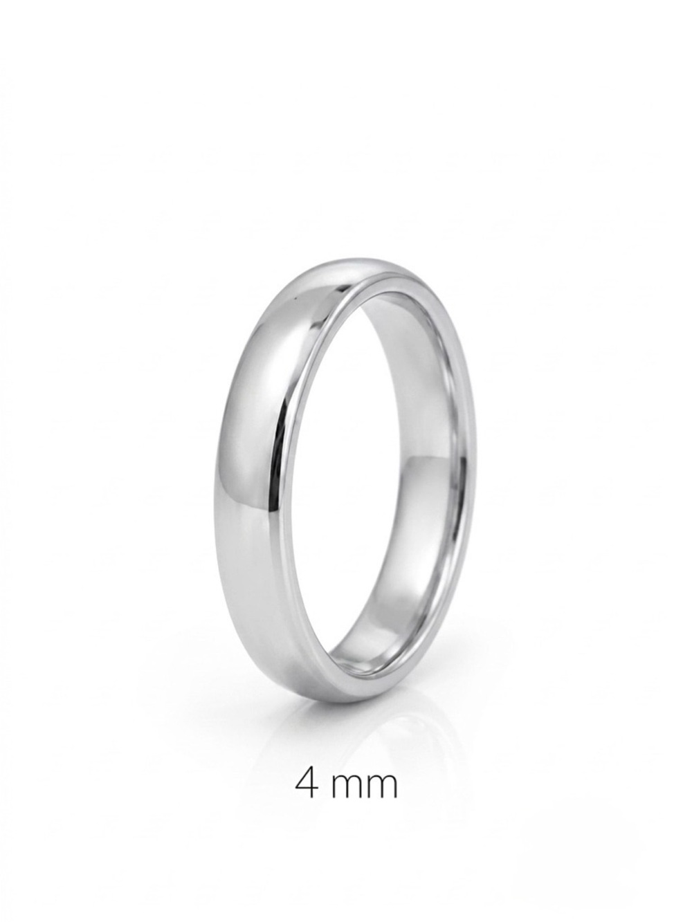 Platinum Plated Band Ring 4 mm | Simple Silver Dome Wedding Ring Minimal Jewelry